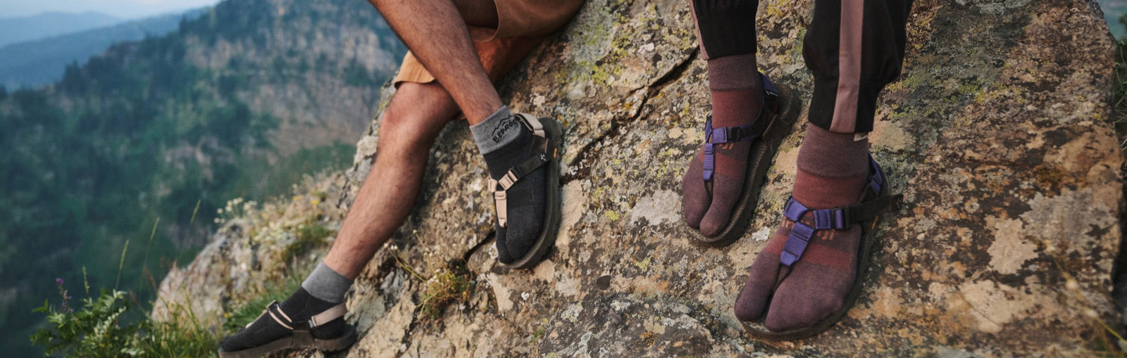 Person wearing Bedrock Split Toe Socks and Sandals