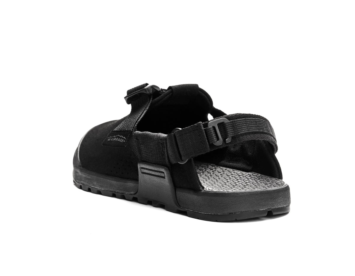 Obsidian Black Synthetic Mountain Clogs Heel view