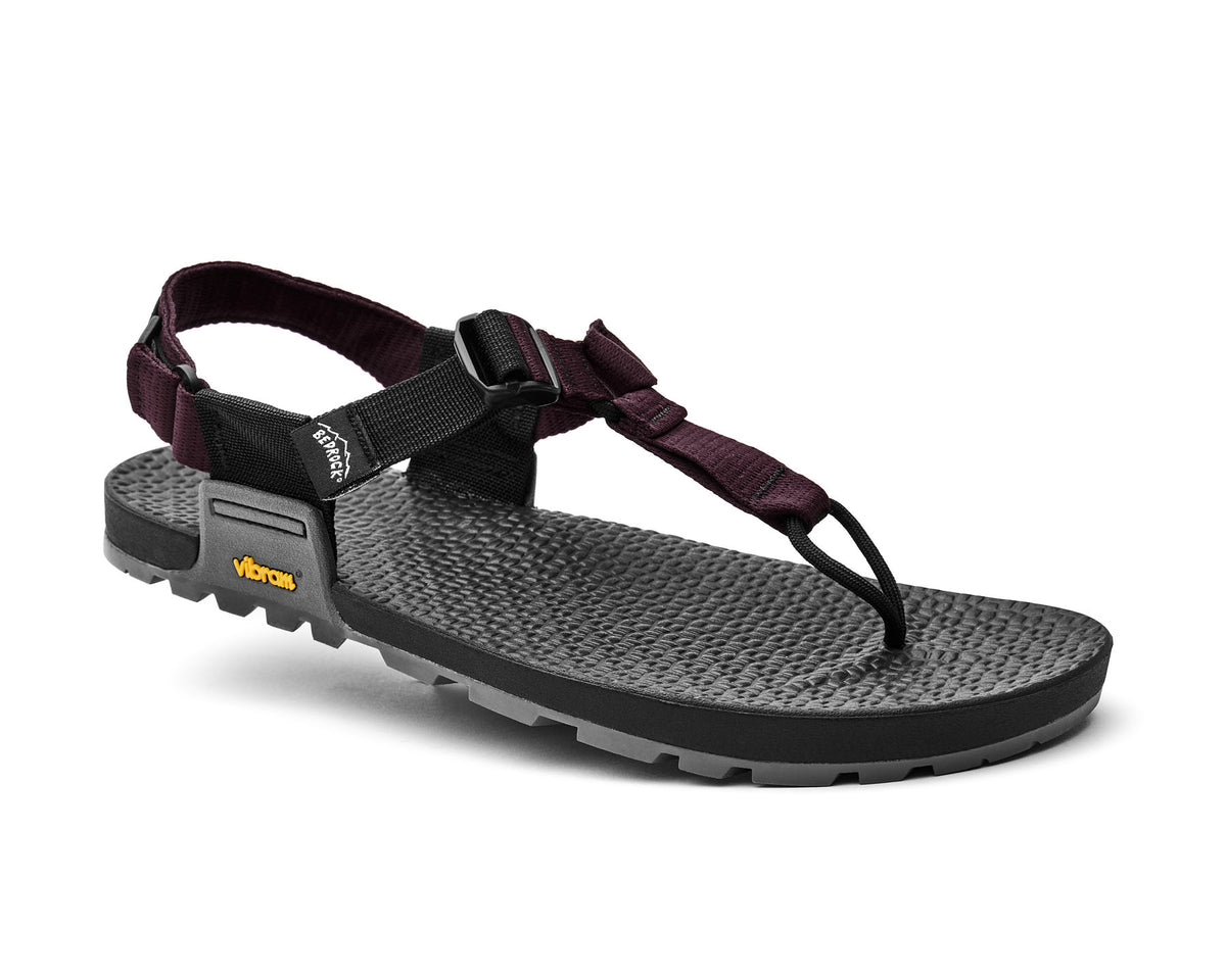Lateral view of burgundy strapped cairn evo 3d pro sandal