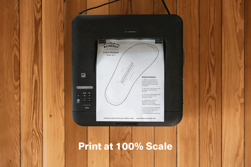 Print out Bedrock Sandals Size Outline