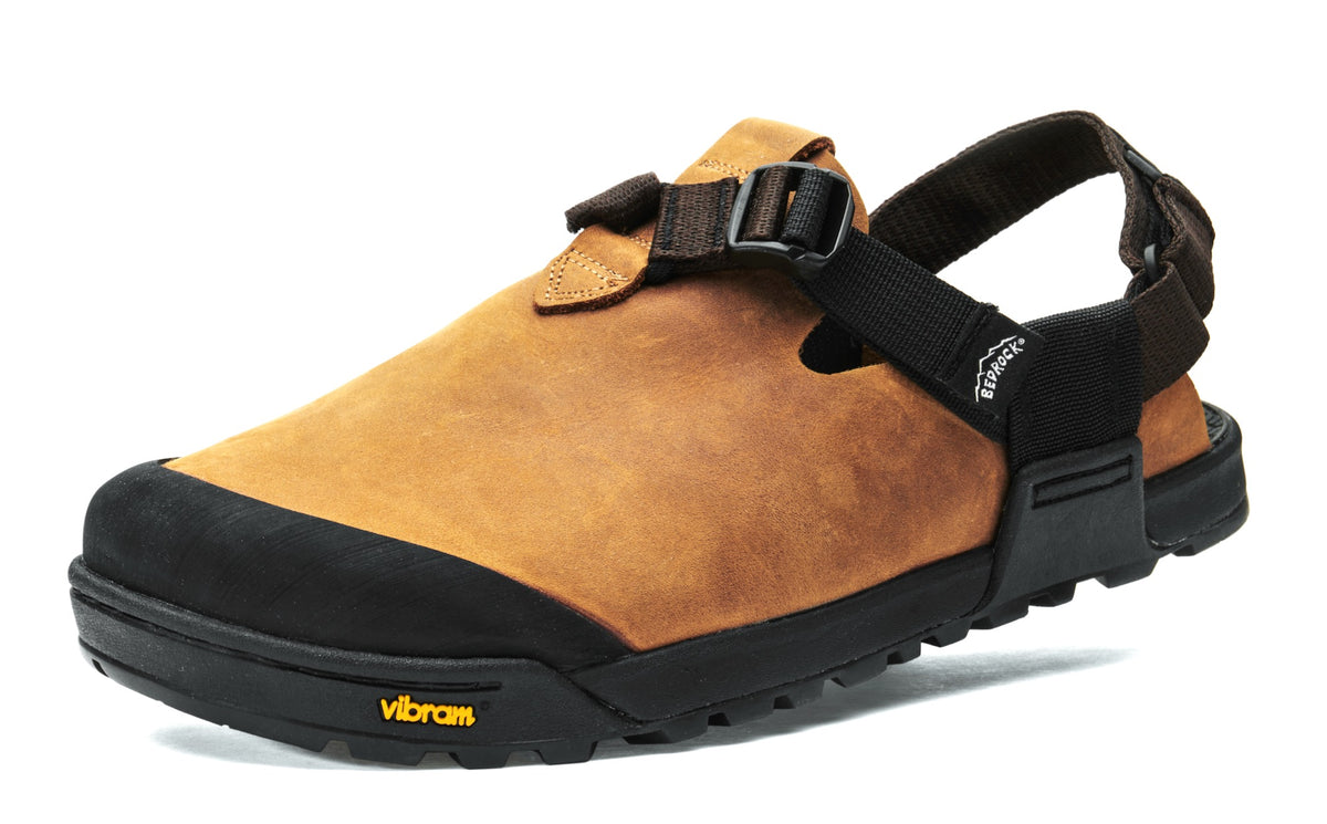 Lateral view of Brown Nubuck Leather Mountain Clog