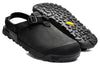 Obsidian Dark Gray Mountain Clogs showing vibram outsole and leather upper