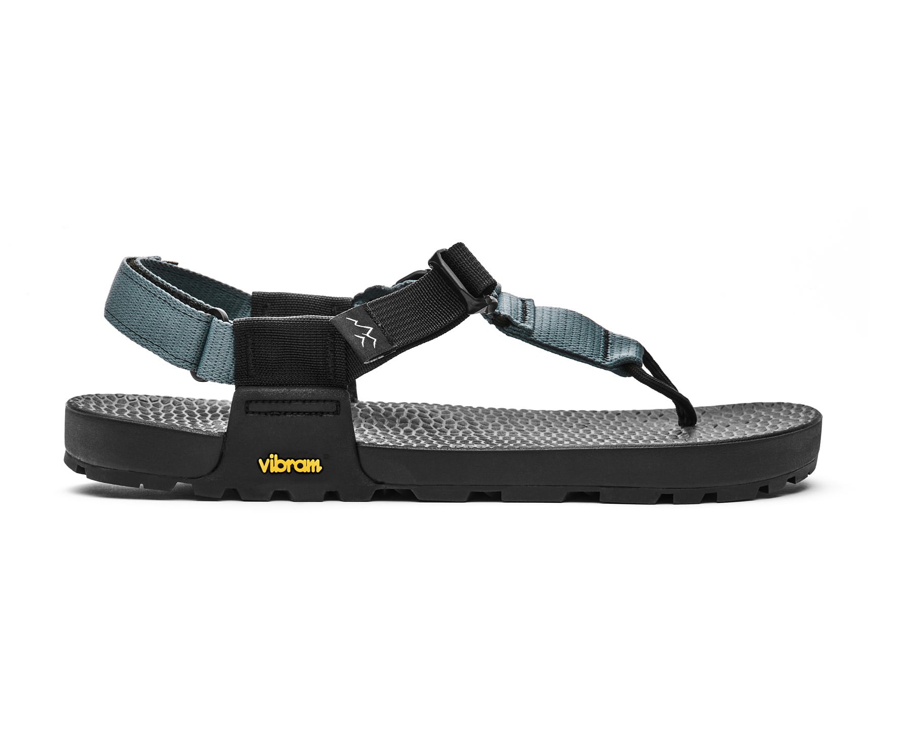 Lateral view of slate blue strapped Cairn Evo C Sandal