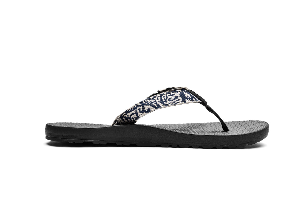 Abstract Navy Rockhound flip flop medial view