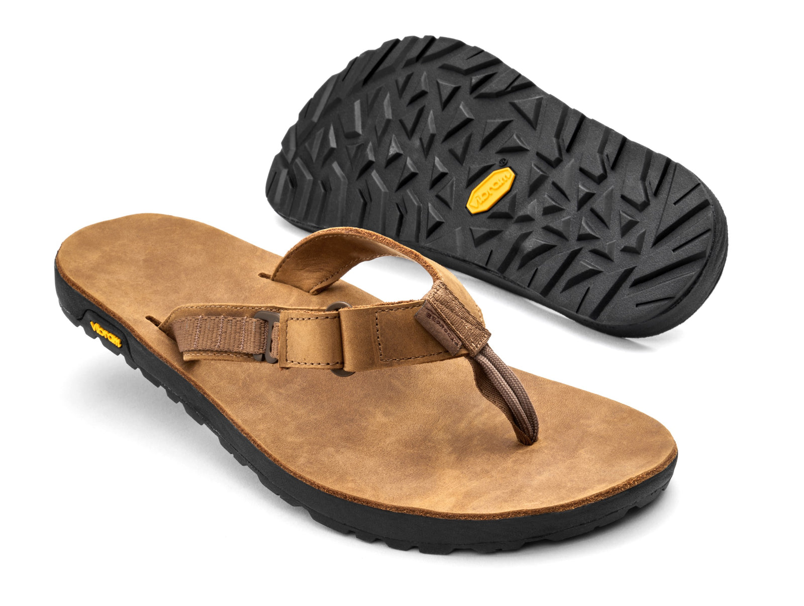 Brown nubuck leather rockhound flip flop main view